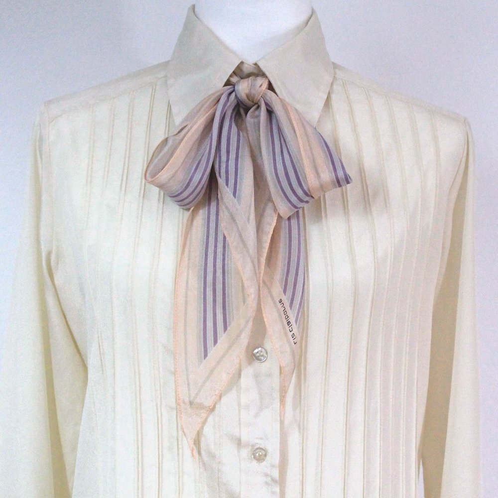 LIZ CLAIBORNE blush pink scarf, Vintage hair accessory, long striped sca…